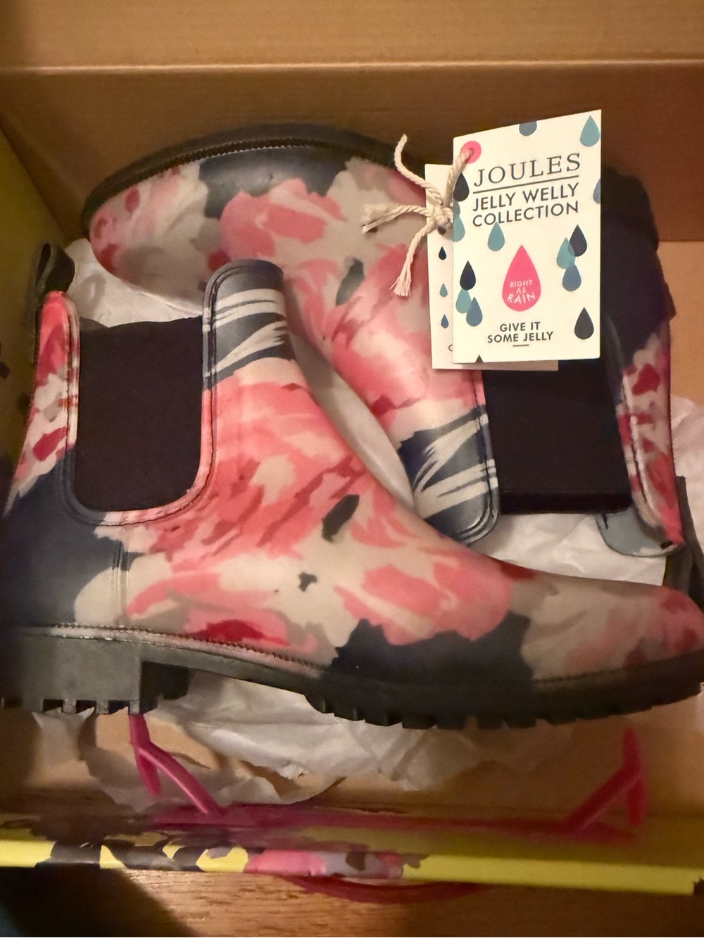 Joules Rockingham Chelsea Floral Rain Boots Size 6 US - EU 37